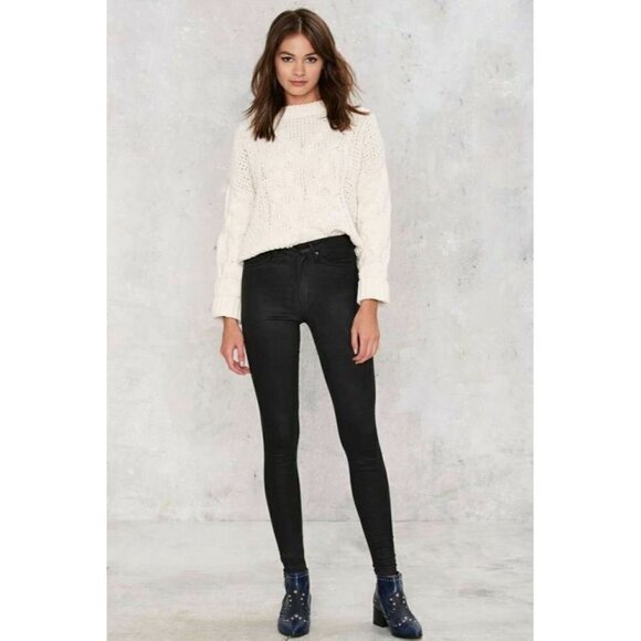Zee Gee Why Swizzle Sticks High-Waisted Super Skinny Jeans Black Nasty Gal - Picture 7 of 9